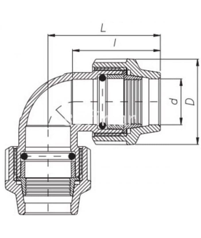 Codo 2 Bocas Iguales PP para PE negro - Imagen 2