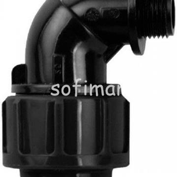 Codo Rosca Macho PP para PE negro - Imagen 1