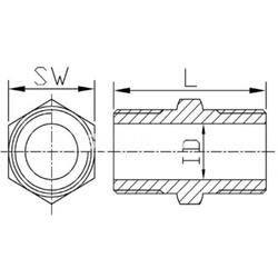 Contrarrosca Macho Macho Inox 316 ISO 4144 - Imagen 2
