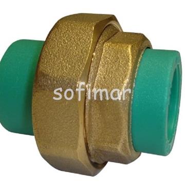 ENLACE DE 3 PIEZAS PARA PPR EN LATÓN PN25 - Imagen 1