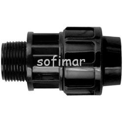 Enlace Rosca Macho PP para PE Negro - Imagen 1