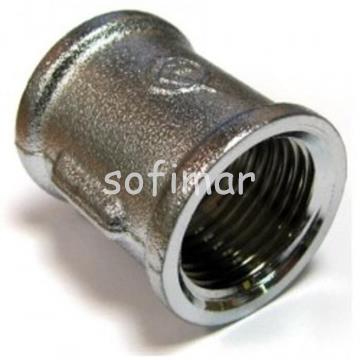 Manguito Hembra Hembra Roscar Roscar Latón Cromado - Imagen 1