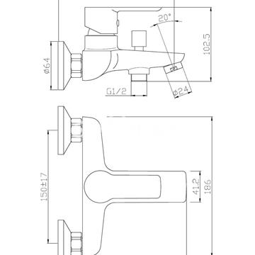 Monomando de bañera Kappa - Imagen 2